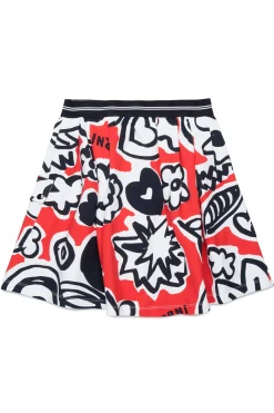 Skirts>MARNI All-over Blossom fleece skirt red