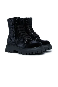 Boots And Combat Boots | Boots And Combat Boots>N°21 Allover logo pattern velvet boots black