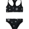 Swimwear | Logomania>MM6 MAISON MARGIELA Allover Numeric logo bikini swimsuit black