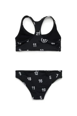 Swimwear | Logomania>MM6 MAISON MARGIELA Allover Numeric logo bikini swimsuit black