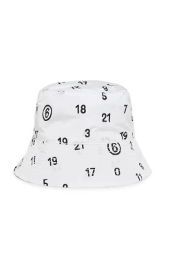 Hats And Caps | Logomania>MM6 MAISON MARGIELA Allover Numeric logo fisherman hat white