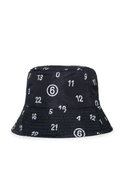 Hats And Caps | Logomania>MM6 MAISON MARGIELA Allover Numeric logo fisherman hat black