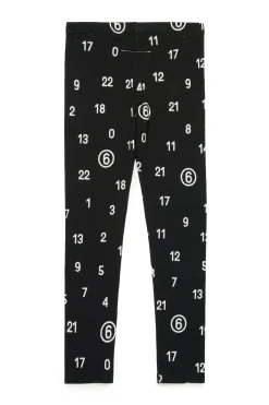 Pants | Activewear>MM6 MAISON MARGIELA Allover Numeric logo leggings pants black