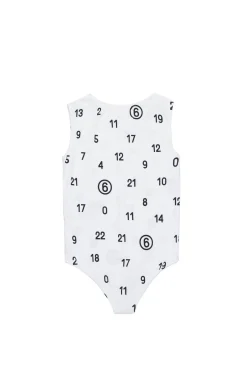 T-Shirts | Logomania>MM6 MAISON MARGIELA Allover Numeric logo stretch jersey bodysuit white