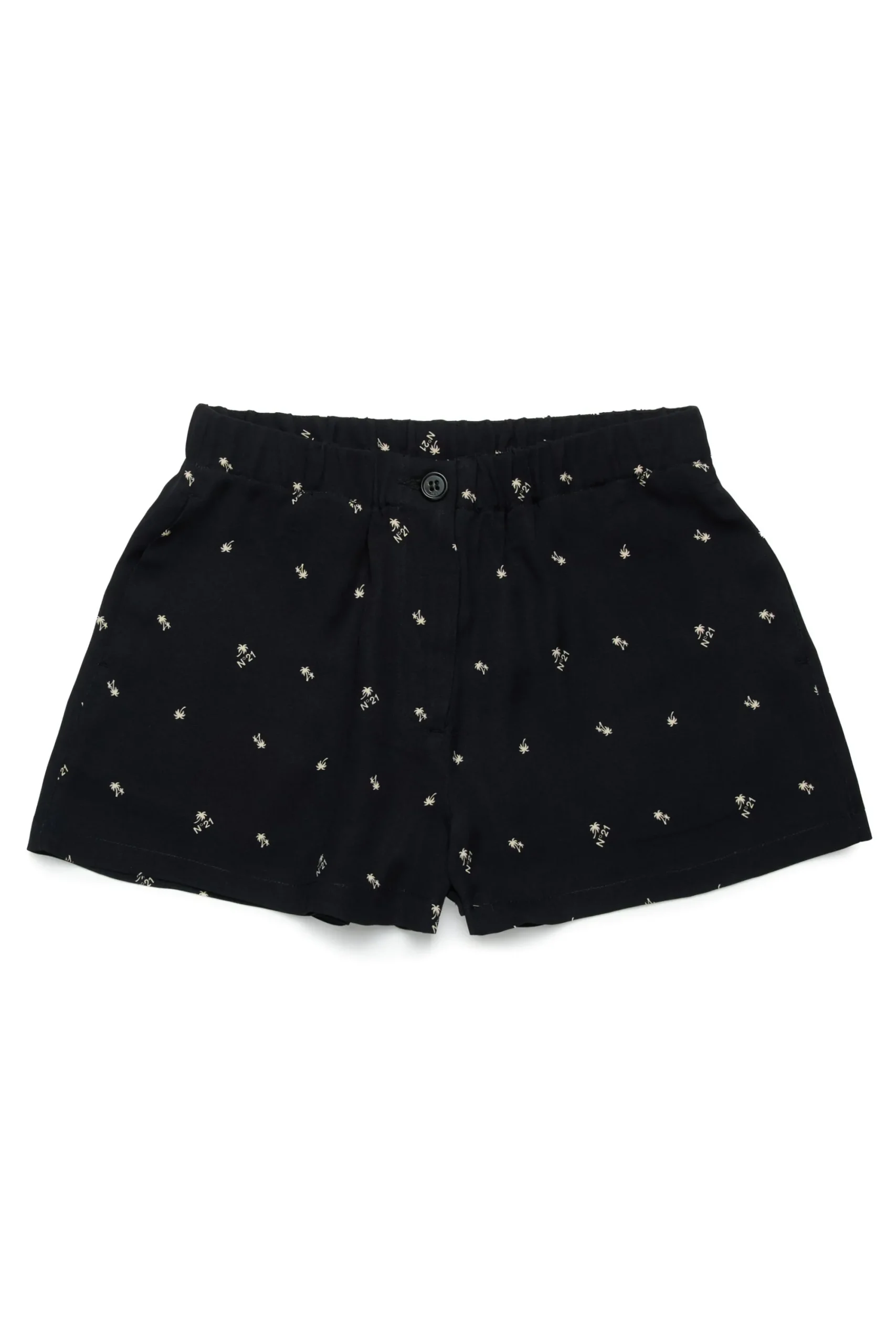 Shorts>N°21 Allover Palms crepe shorts black