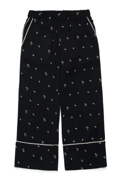 Pants>N°21 Allover Palms crepe wide leg pants black