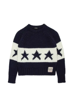 Knitwear>N°21 Alpaca-blend pullover with stars sailor blue