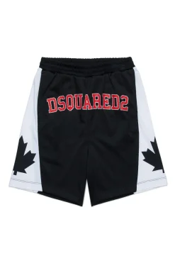 Shorts | Activewear>DSQUARED2 Basketball shorts with Canadian Leaf black