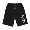 Shorts>N°21 fleece shorts with logo BLACK