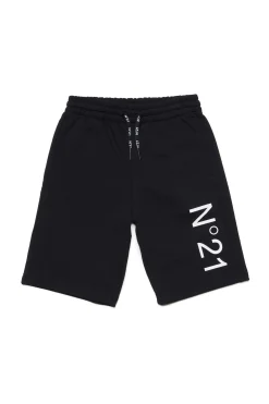 Shorts>N°21 fleece shorts with logo BLACK