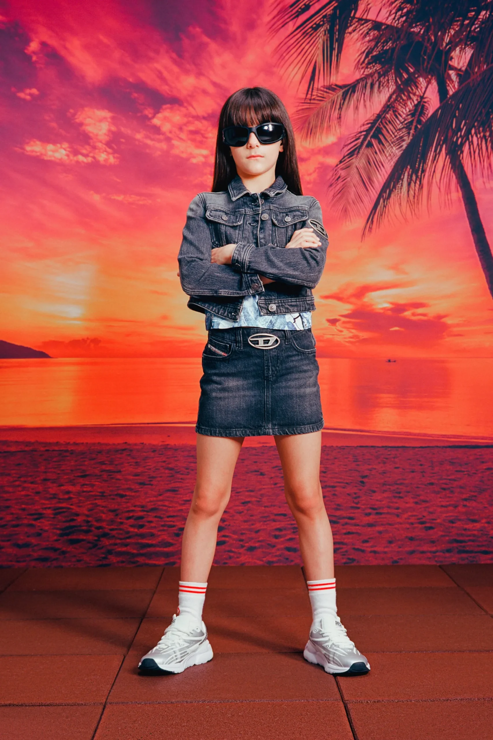 Skirts | Denim-Mania>DIESEL Black shaded denim skirt with metal plate Denim Black