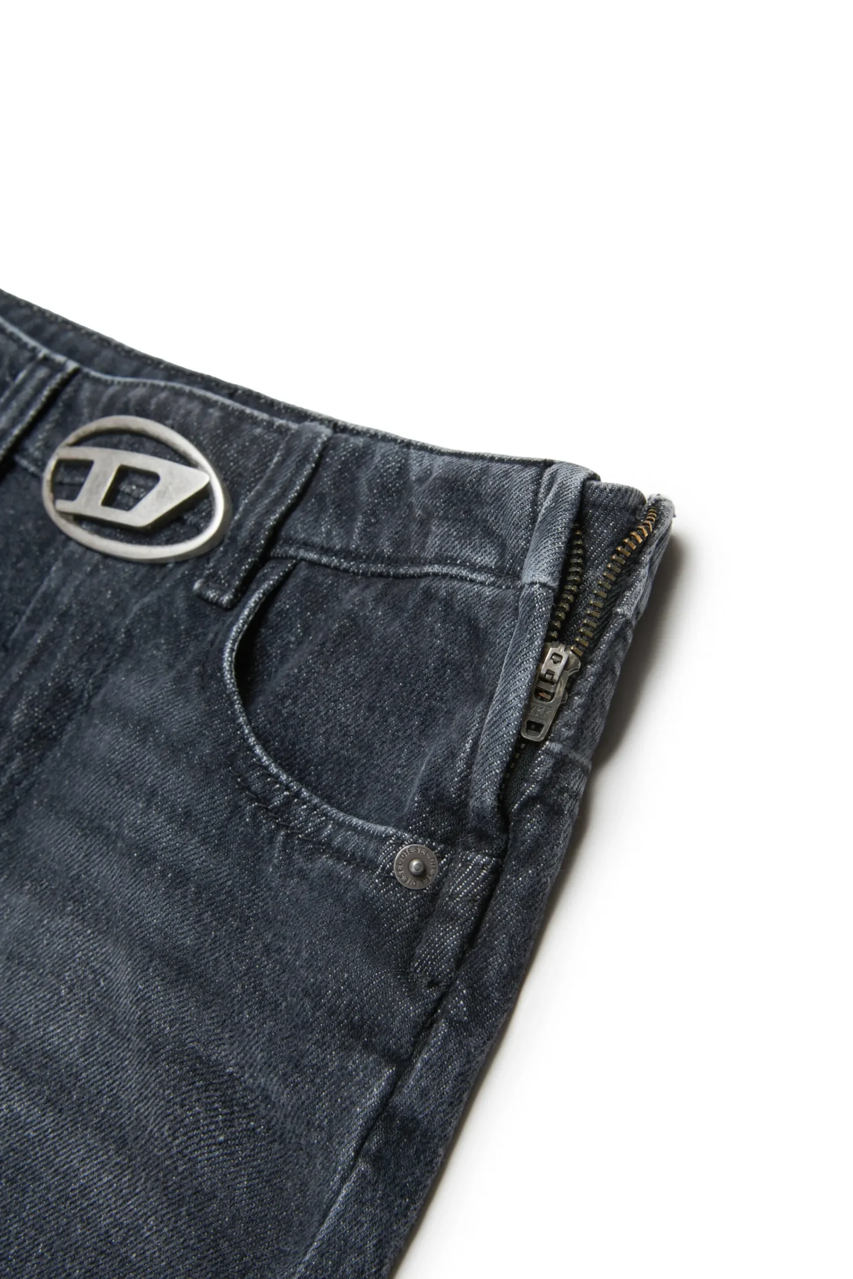Skirts | Denim-Mania>DIESEL Black shaded denim skirt with metal plate Denim Black
