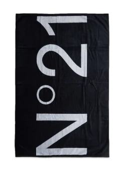 Swimwear | Swimwear>N°21 terry beach towel with maxi-logo BLACK