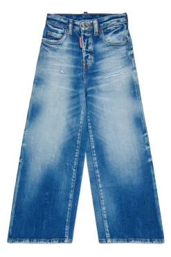 Jeans | Denim-Mania>DSQUARED2 Bleached-effect boyfriend jeans - Traveller blue denim