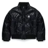Jackets And Padded Jackets>DIESEL Bomber down jacket with allover print and patches black