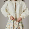 Jackets And Padded Jackets | Party Looks>N°21 Bomber jacket with embroidered organza flowers creamy white