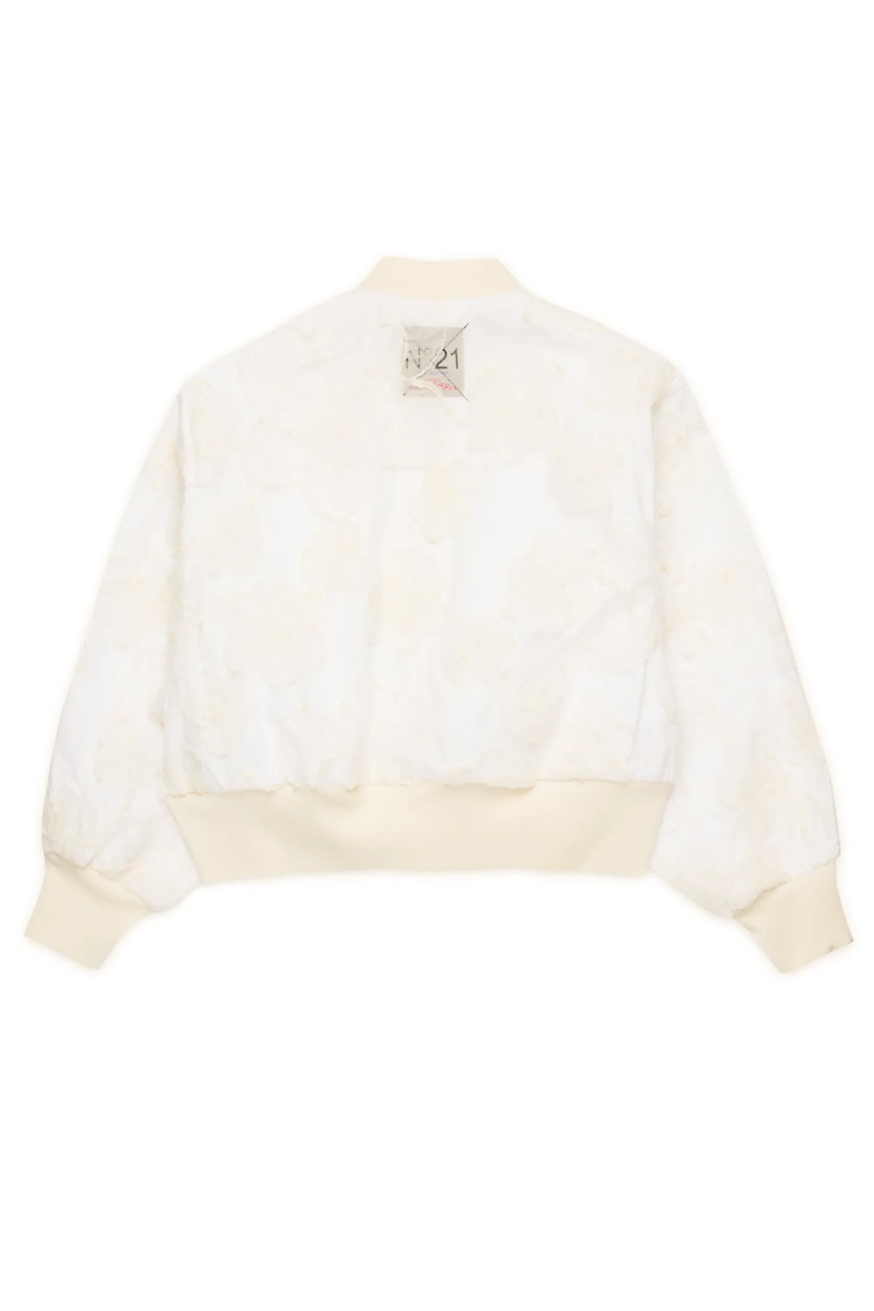 Jackets And Padded Jackets | Party Looks>N°21 Bomber jacket with embroidered organza flowers creamy white