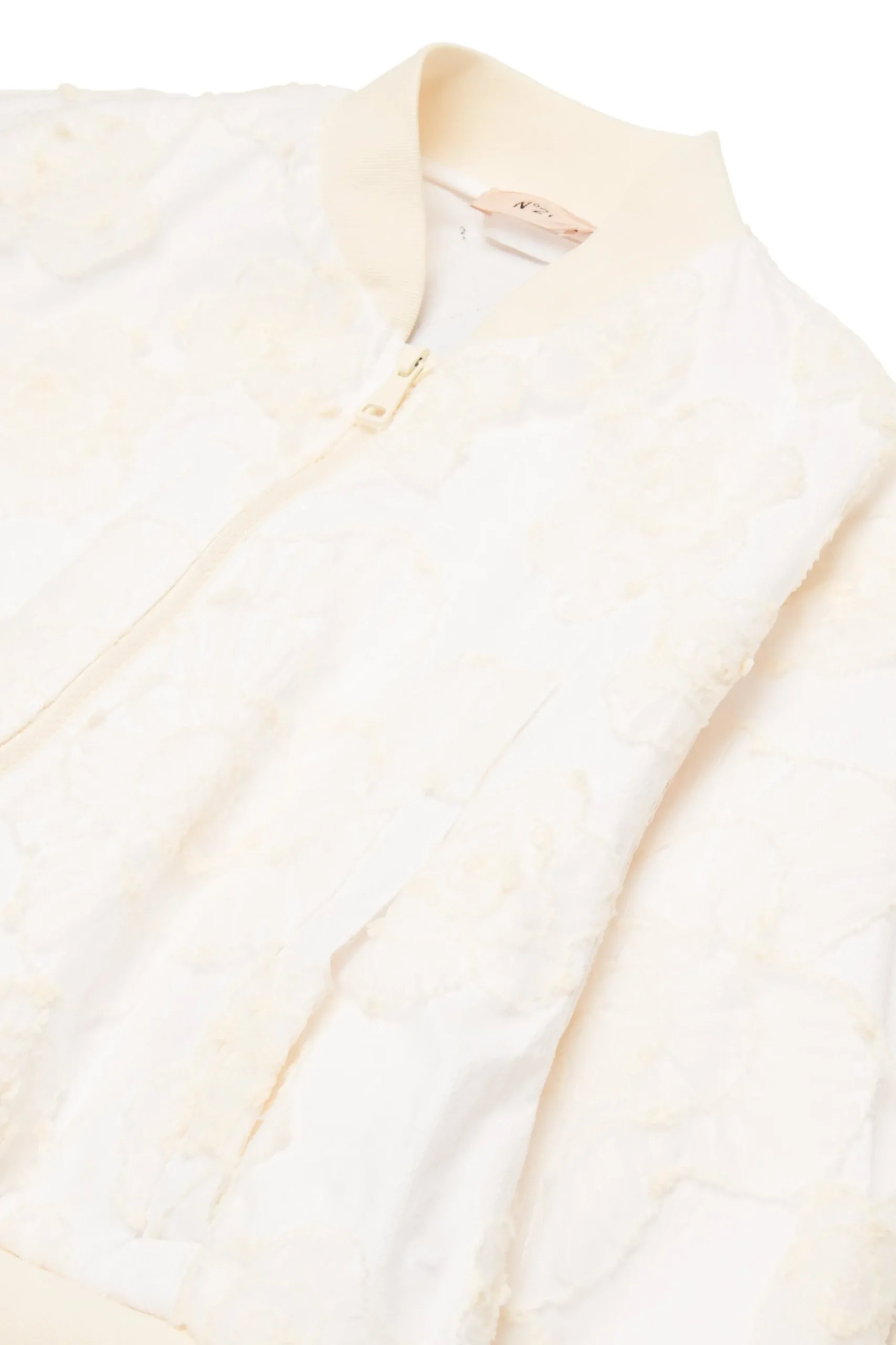Jackets And Padded Jackets | Party Looks>N°21 Bomber jacket with embroidered organza flowers creamy white