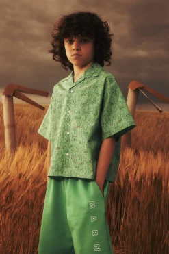 Shirts | Shirts>MARNI Bowling shirt in allover poplin Joy pastel green