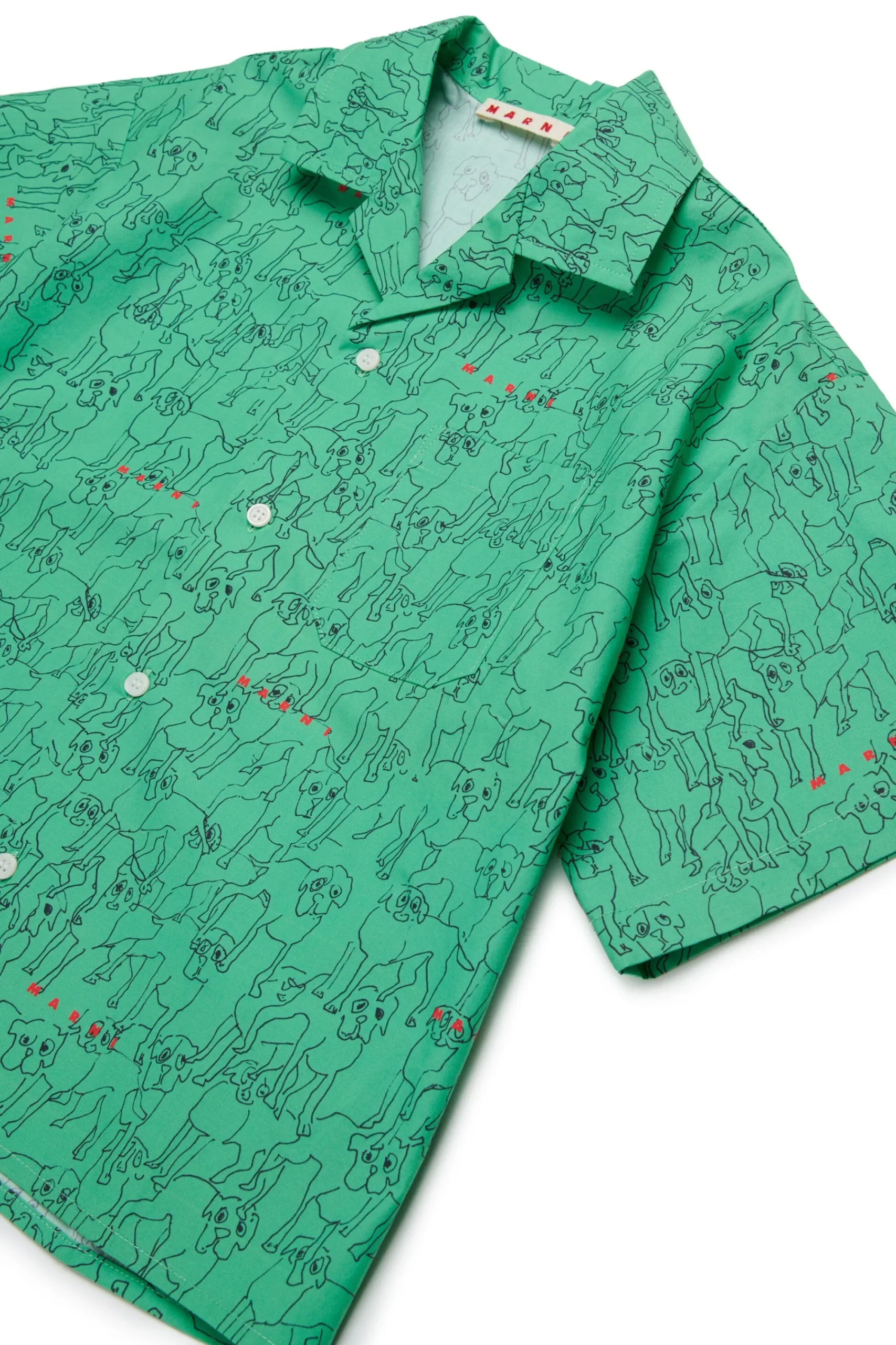 Shirts | Shirts>MARNI Bowling shirt in allover poplin Joy pastel green