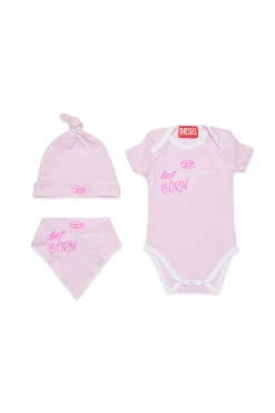 Newborn (0-12M) | Oval D By Diesel>DIESEL Box Kit in micro ribbing branded with Oval D logo light pink
