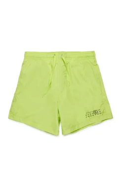 Swimwear | Swimwear>MM6 MAISON MARGIELA Boxer swimsuit branded with Numeric logo fluo green