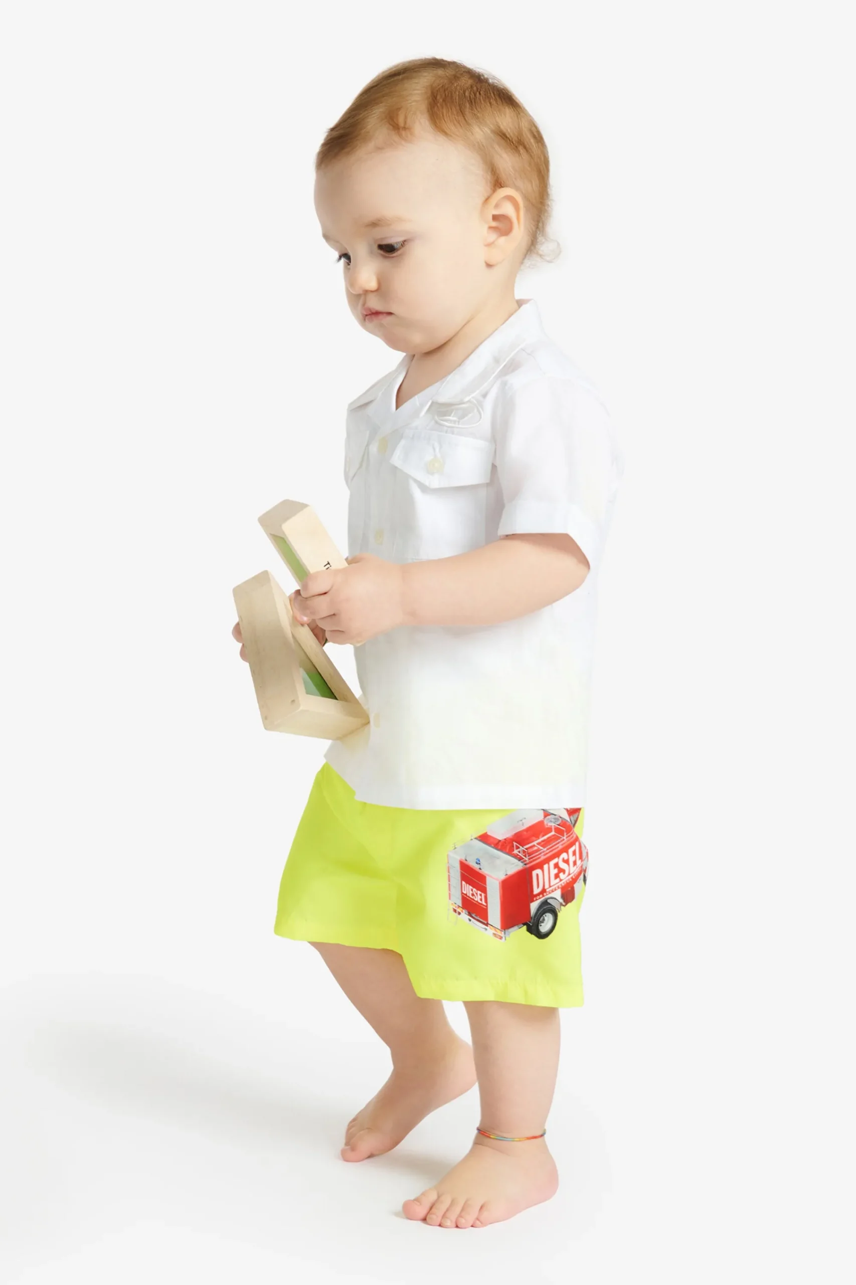 Swimwear | Swimwear>DIESEL Boxer swimsuit with Fire Truck graphics fluo yellow