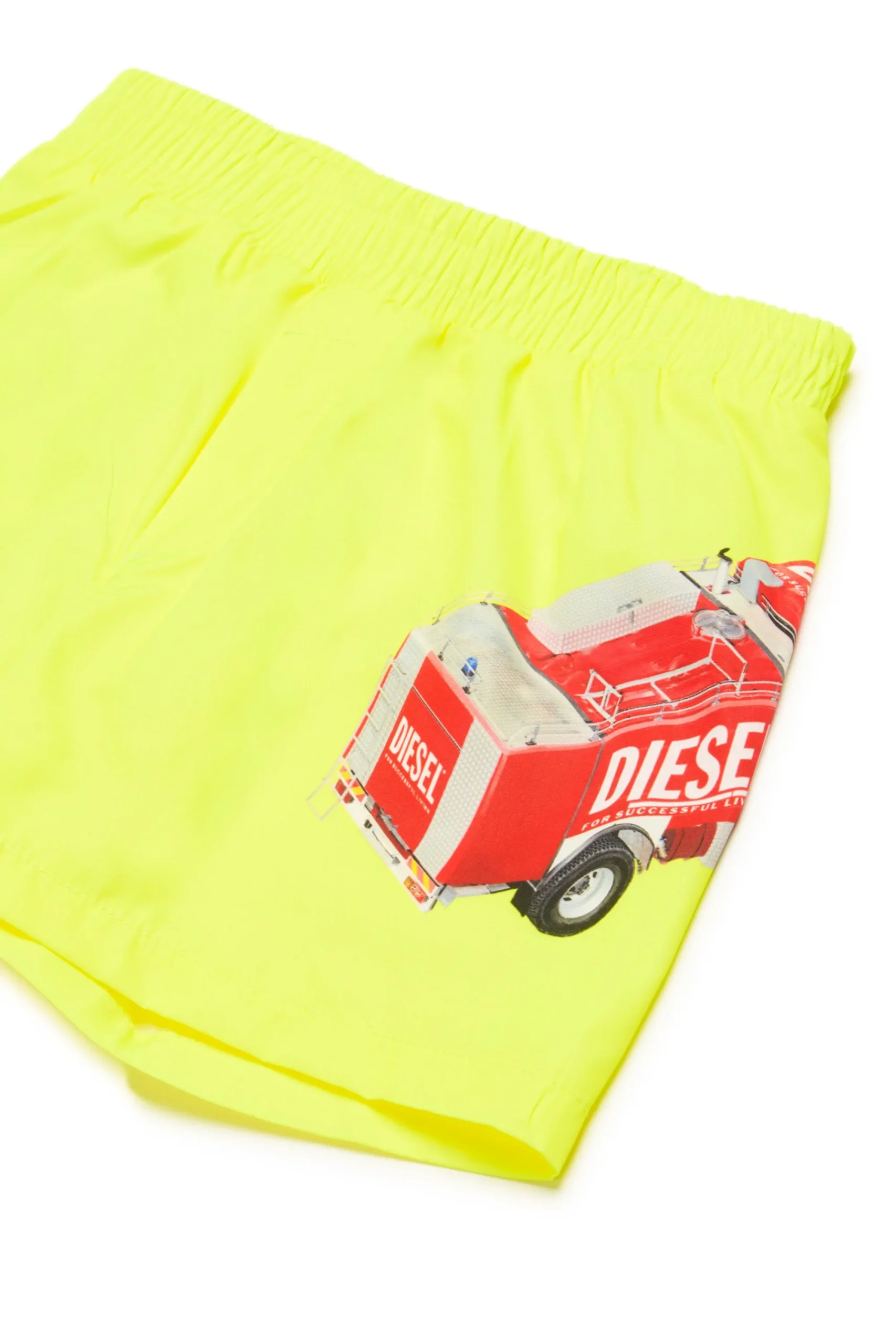 Swimwear | Swimwear>DIESEL Boxer swimsuit with Fire Truck graphics fluo yellow