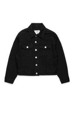 Jackets And Padded Jackets | Logomania>MM6 MAISON MARGIELA Branded denim jacket black