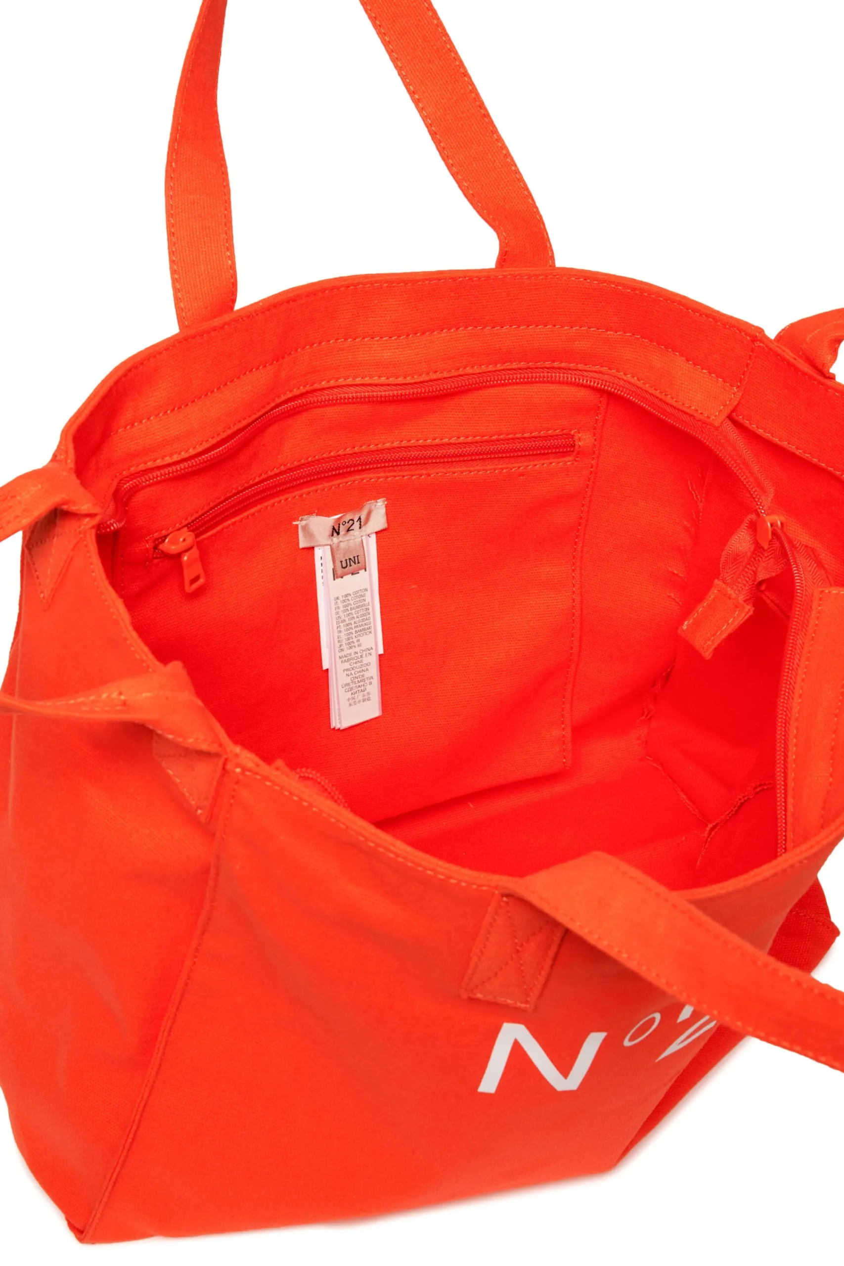 Bags And Backpacks | Logomania>N°21 Branded canvas shopper bag deep orange