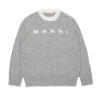 Knitwear | Knitwear>MARNI Branded cashmere-blend pullover grey melange