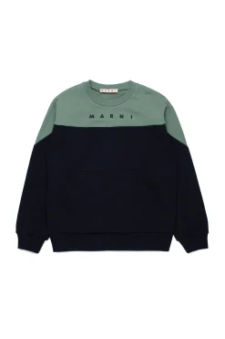 Sweatshirts | Sweatshirts>MARNI Branded colourblock crew-neck sweatshirt black