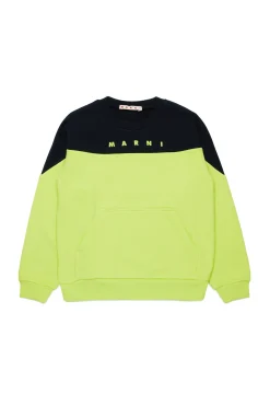 Sweatshirts | Sweatshirts>MARNI Branded colourblock crew-neck sweatshirt slime green