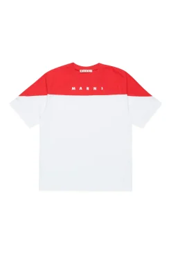 T-Shirts | T-Shirts>MARNI Branded colourblock T-shirt natural white