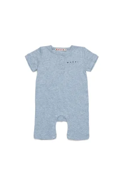 Newborn (0-12M)>MARNI Branded cotton jumpsuit inox gray melange