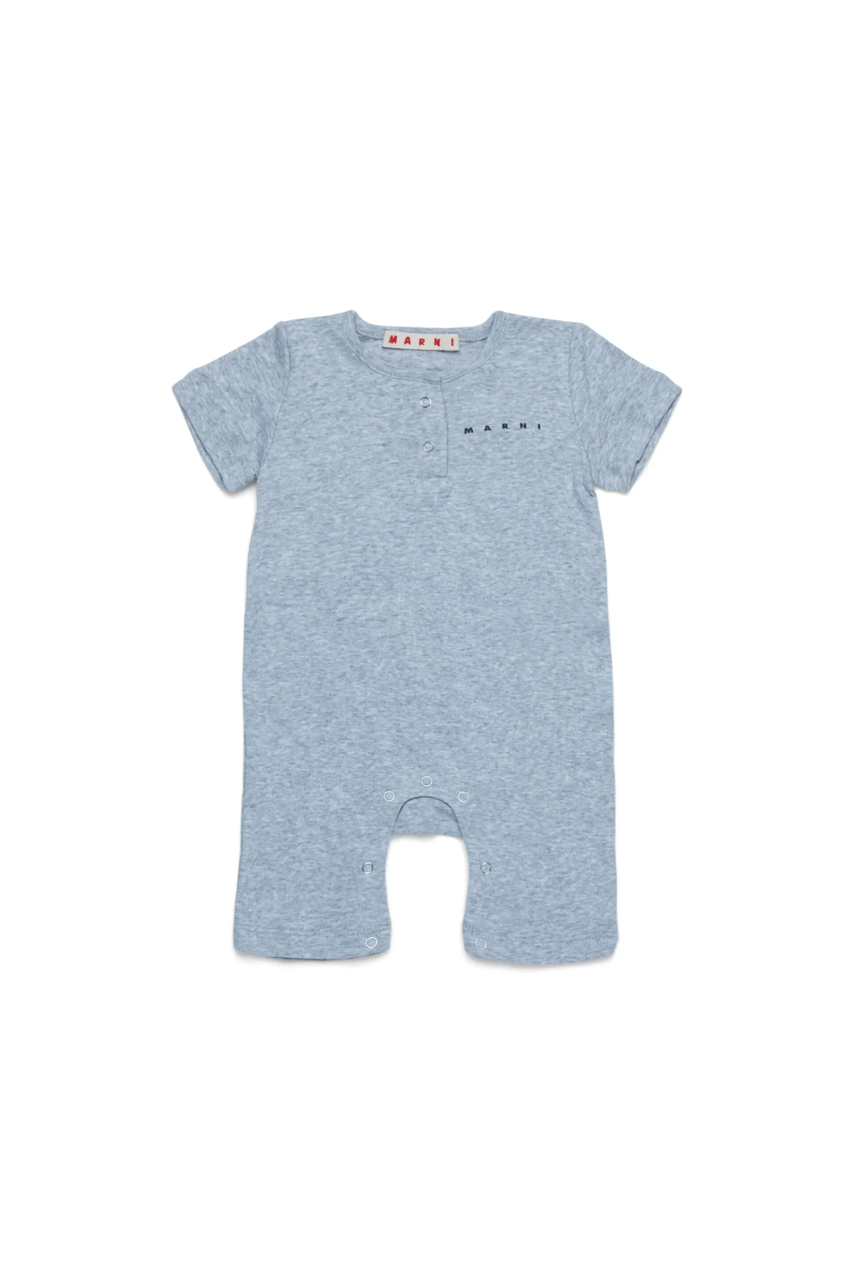 Newborn (0-12M)>MARNI Branded cotton jumpsuit inox gray melange
