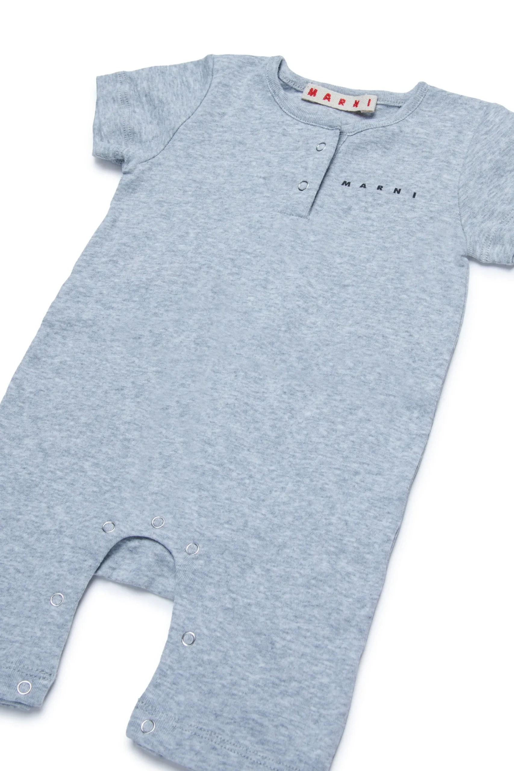 Newborn (0-12M)>MARNI Branded cotton jumpsuit inox gray melange