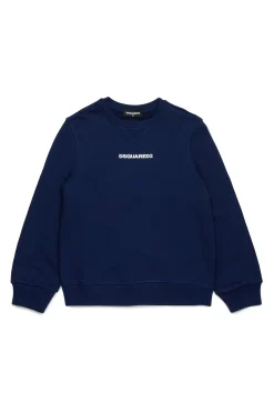 Sweatshirts | Activewear>DSQUARED2 Branded cotton sweatshirt dark blue