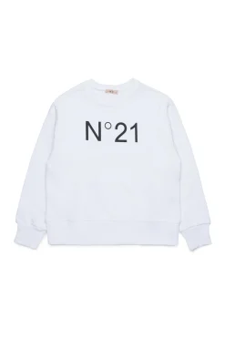 Sweatshirts | Activewear>N°21 Branded crew-neck sweatshirt white
