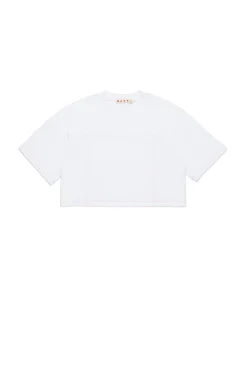 T-Shirts | Activewear>MARNI Branded cropped T-shirt white
