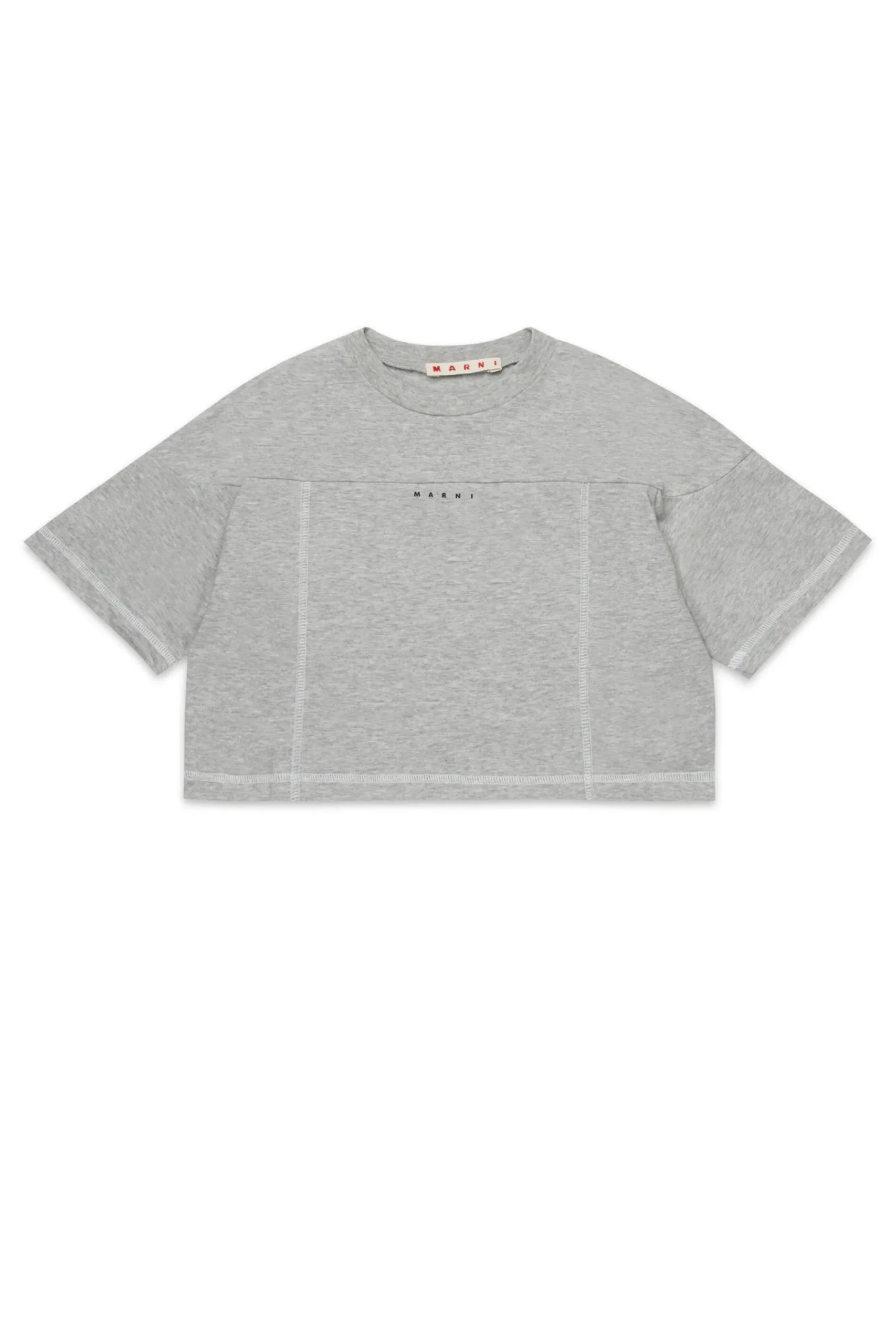 T-Shirts | Activewear>MARNI Branded cropped T-shirt inox gray melange