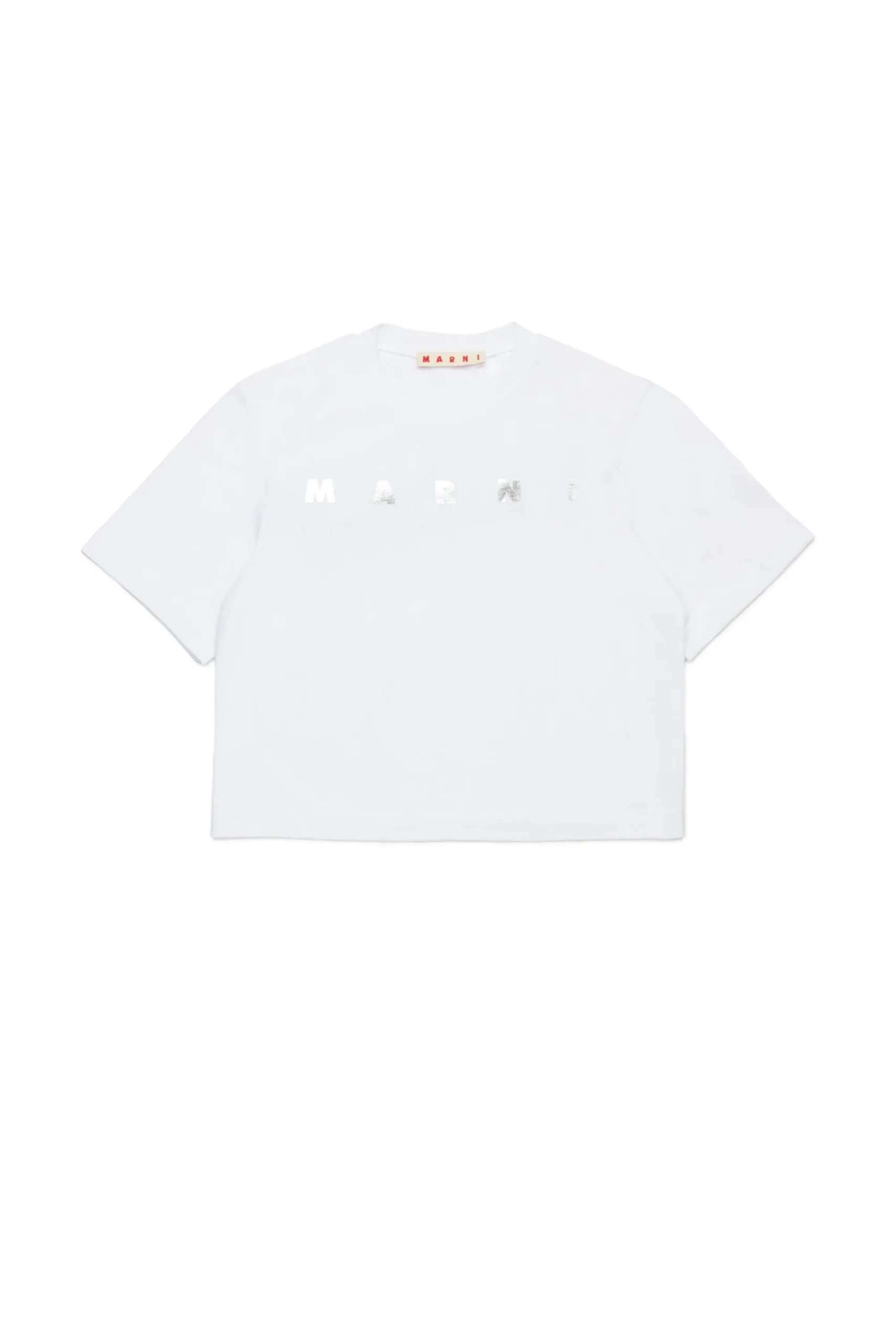 T-Shirts>MARNI Branded cropped T-shirt white