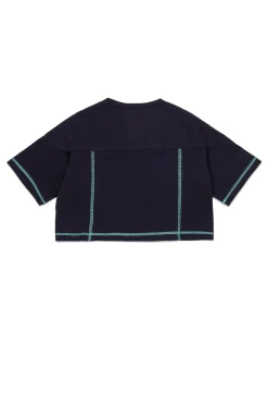 T-Shirts | Activewear>MARNI Branded cropped T-shirt blue navy