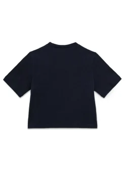 T-Shirts>MARNI Branded cropped T-shirt blue navy