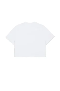 T-Shirts>MARNI Branded cropped T-shirt white
