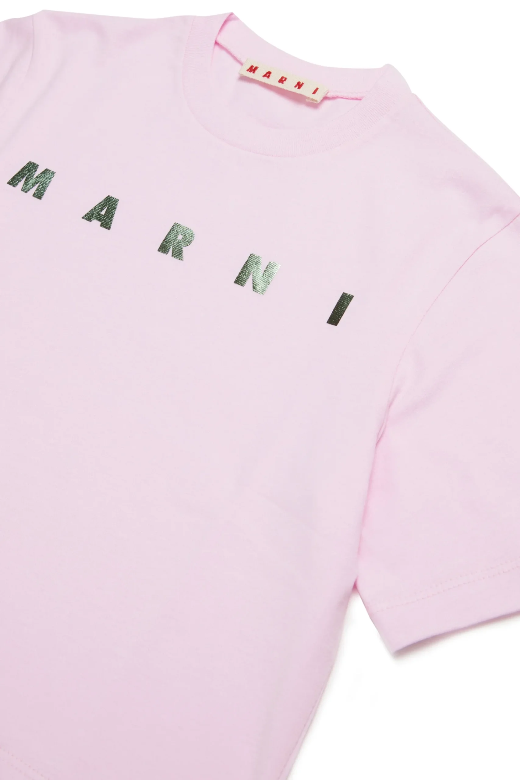 T-Shirts>MARNI Branded cropped T-shirt light pink