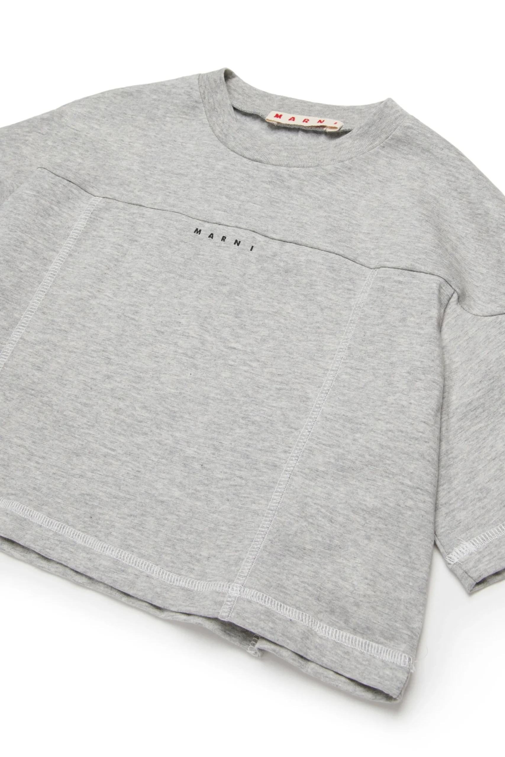 T-Shirts | Activewear>MARNI Branded cropped T-shirt inox gray melange