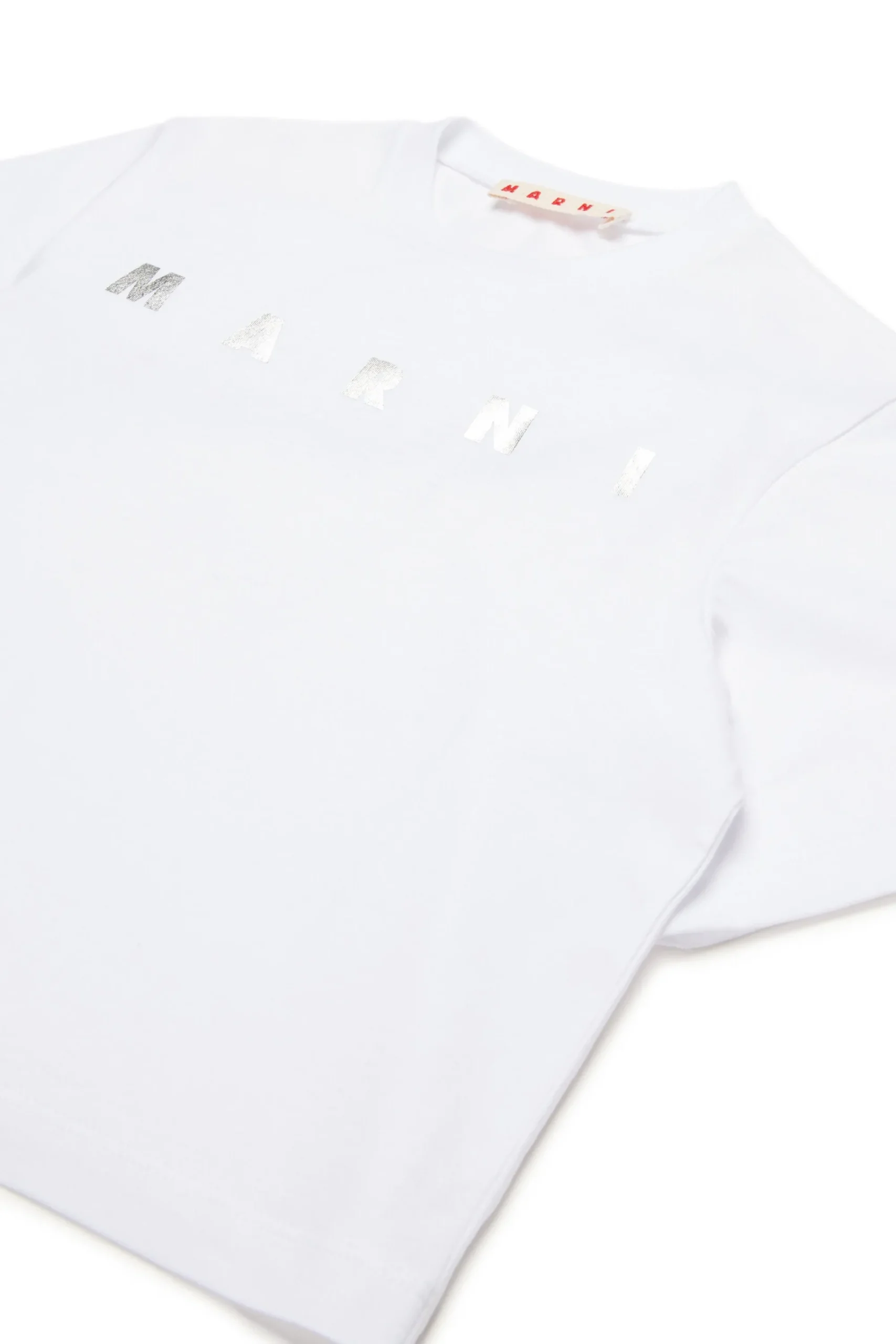 T-Shirts>MARNI Branded cropped T-shirt white