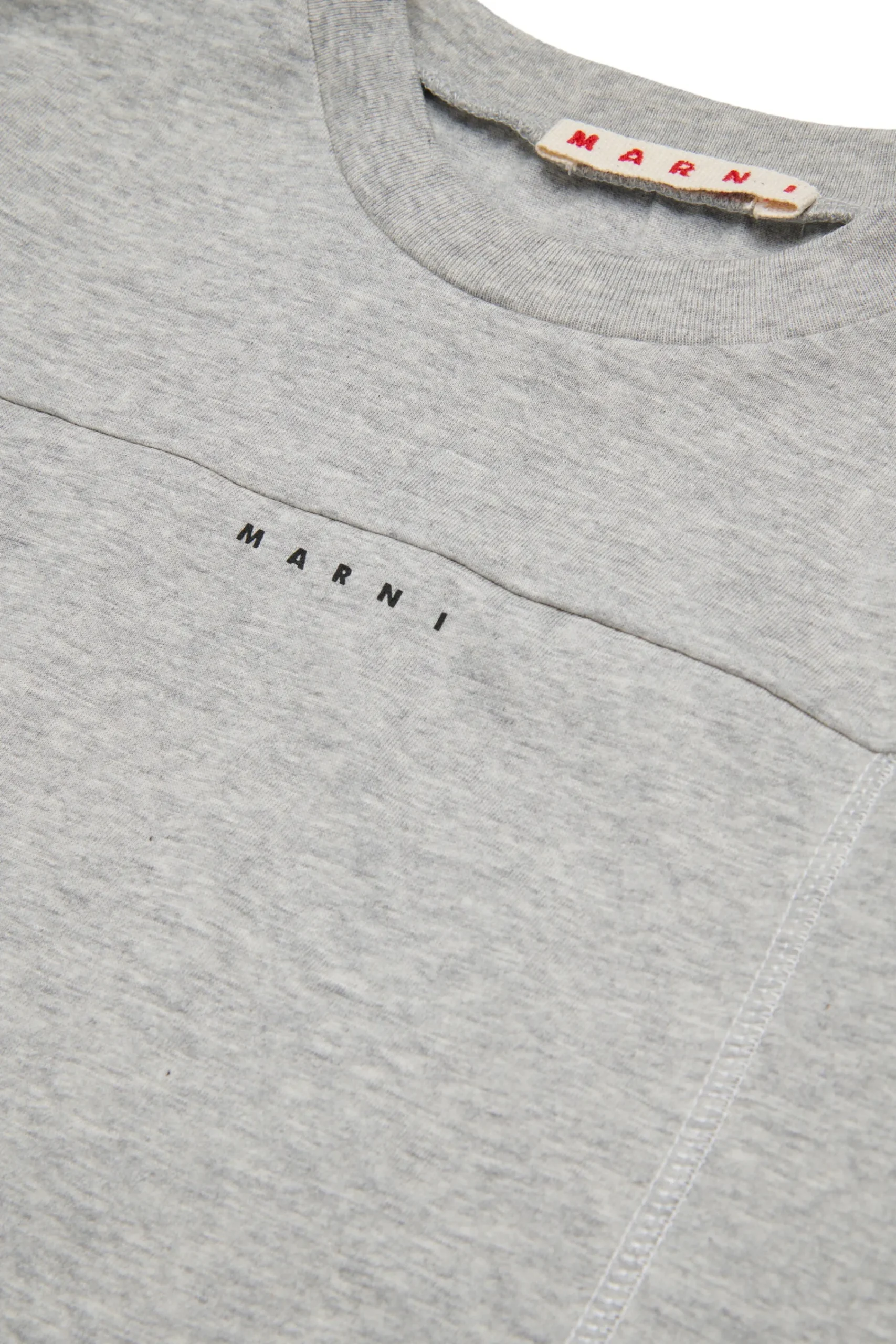 T-Shirts | Activewear>MARNI Branded cropped T-shirt inox gray melange