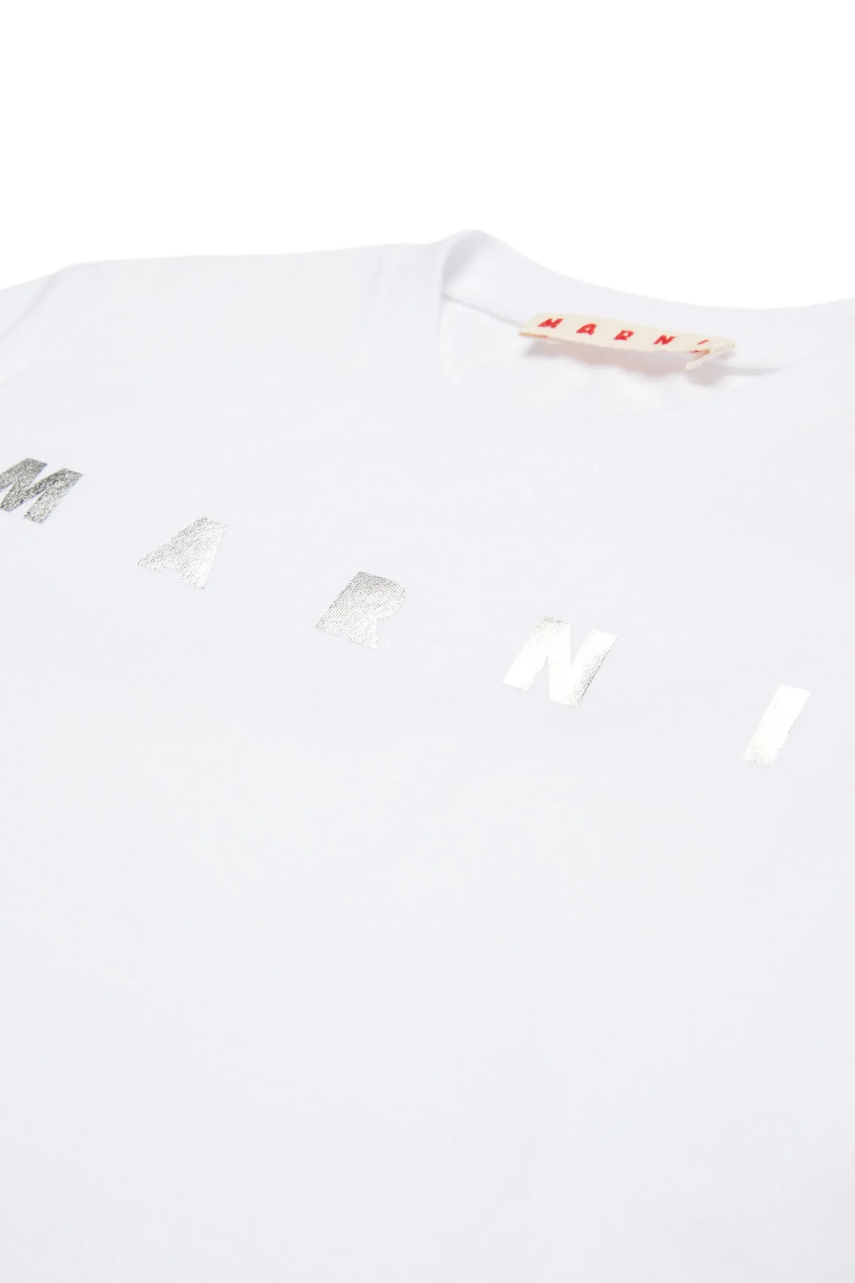 T-Shirts>MARNI Branded cropped T-shirt white
